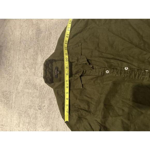 QUINCE 100% Linen Olive Green button down sz xs - Picture 4 of 5